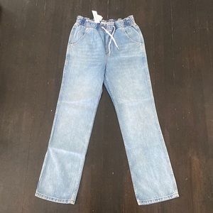 Topshop High Waisted Elastic Straight Leg Jeans
